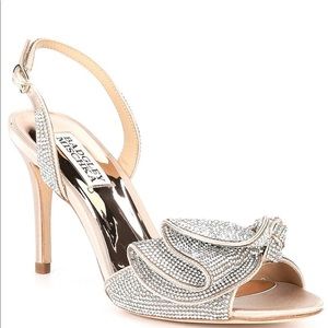 Badgley Mischka Remi Satin Crystal Embellished Dress Sandals